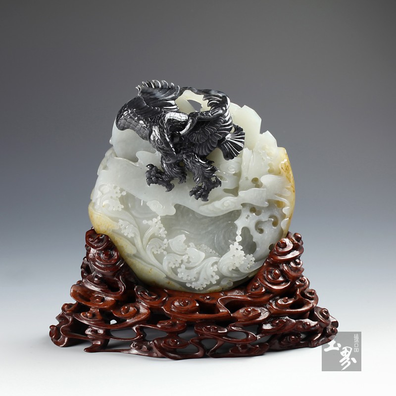 墨玉子料摆件-鹏程万里