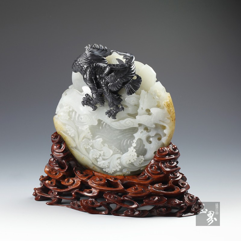 墨玉子料摆件-鹏程万里