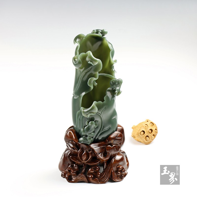 青玉-蛙趣荷叶洗