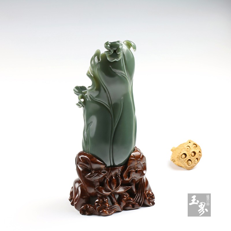 青玉-蛙趣荷叶洗