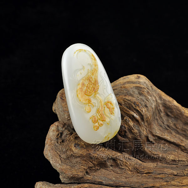 羊脂玉子料挂件-喜报三元