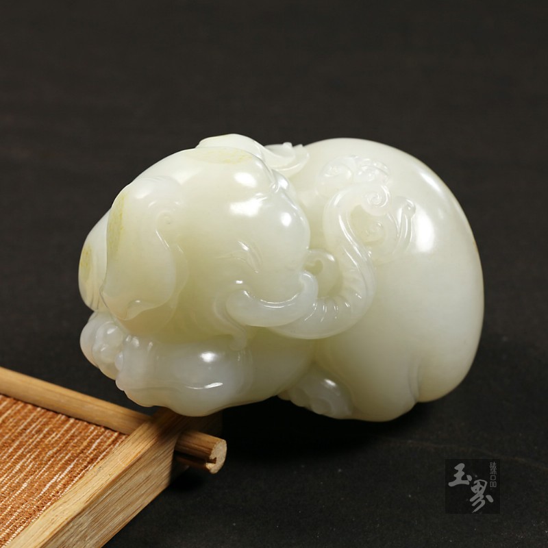 白玉子料把件-吉祥如意