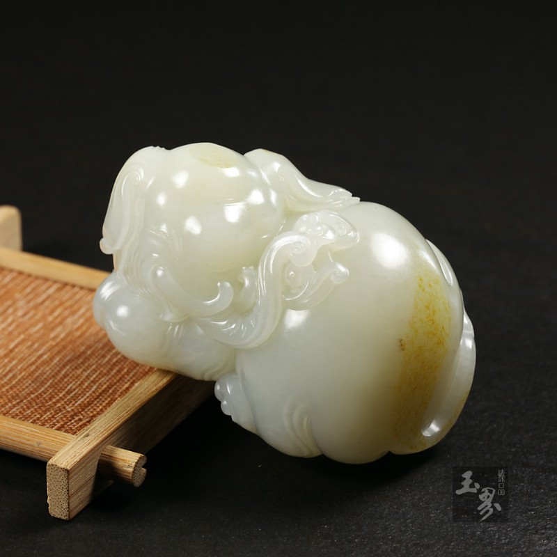 白玉子料把件-吉祥如意