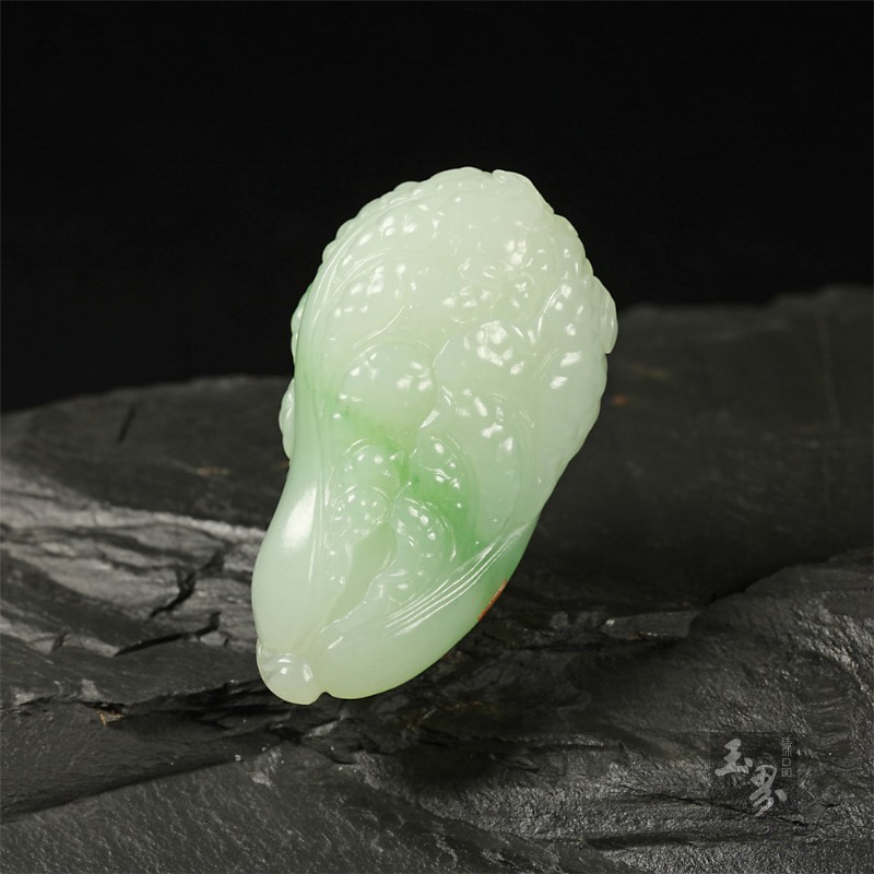 （翠青）白玉小把件-佰财