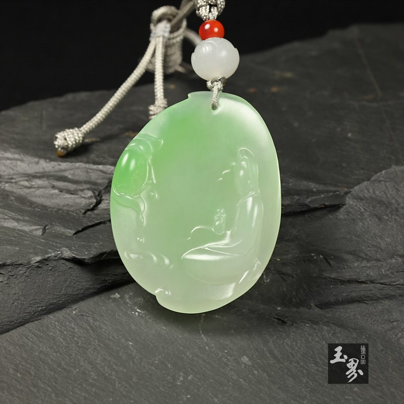 （翠青）白玉挂件-清修